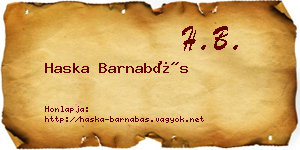 Haska Barnabás névjegykártya