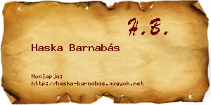 Haska Barnabás névjegykártya